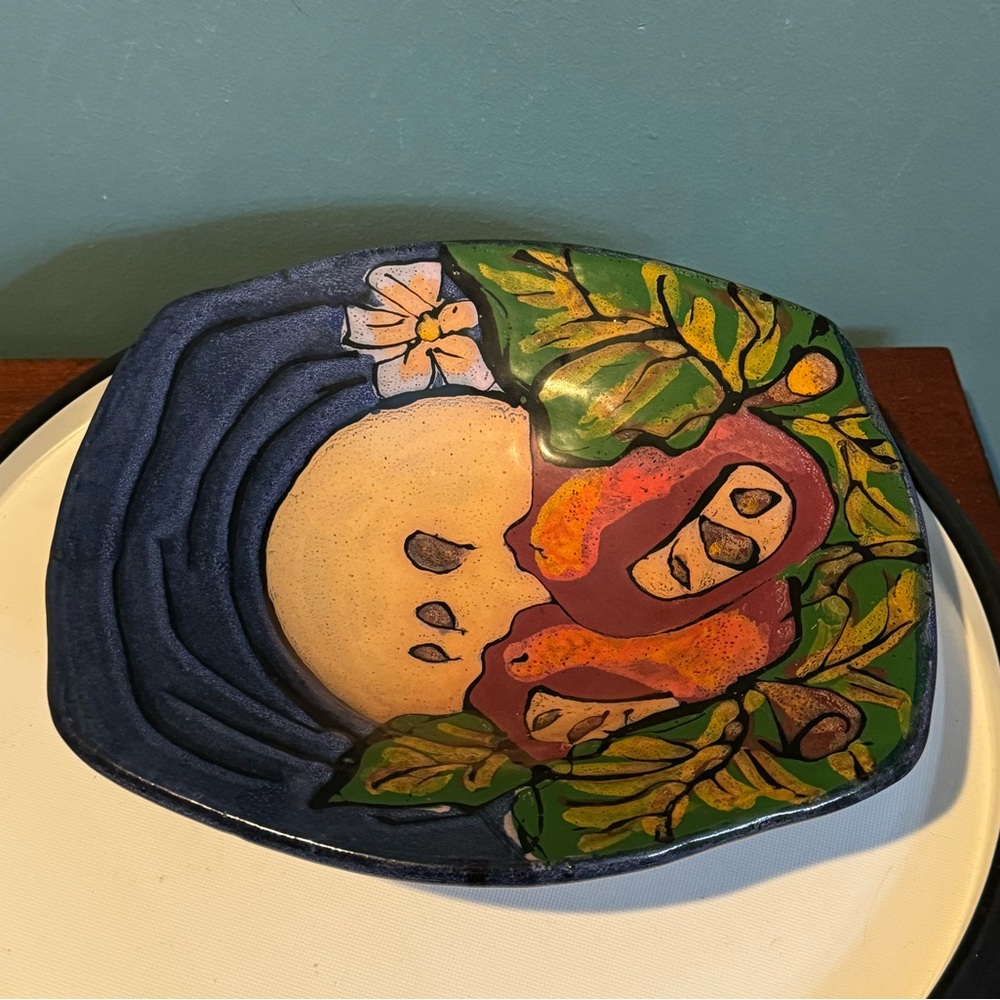 Hand Painted Colorful Square Art Pottery bowl